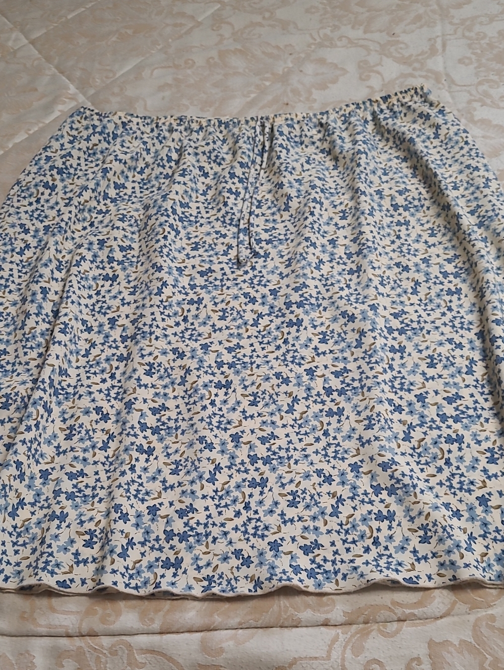 MXM Cream and Blue Floral A-Line Skirt